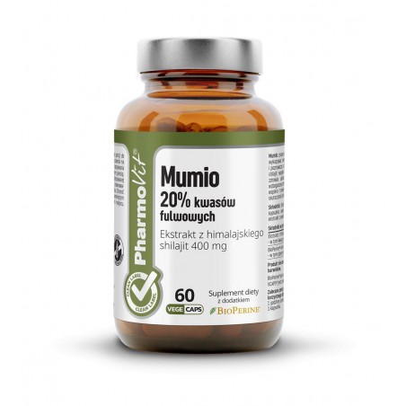 Mumio 20% kwasów fulwowych 60 kaps Vcaps® | Clean Label Pharmovit