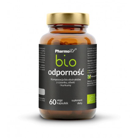 Odporność bio - Kompozycja ekstraktów bio z czosnku, oliwki i kurkumy 60 kaps Vcaps® Plus | Pharmovit bio