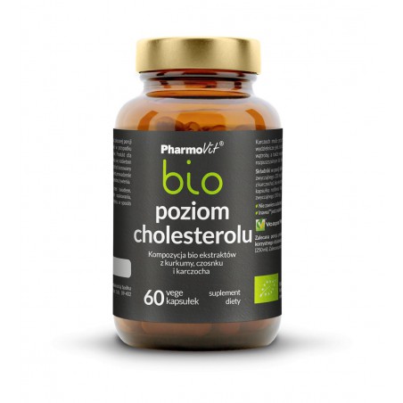 Poziom cholesterolu bio - Kompozycja ekstraktów bio z kurkumy, karczocha i czosnku 60 kaps Vcaps® Plus | Pharmovit bio