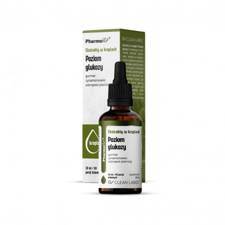 Ekstrakty w kroplach Poziom glukozy 30 ml | Clean label Pharmovit