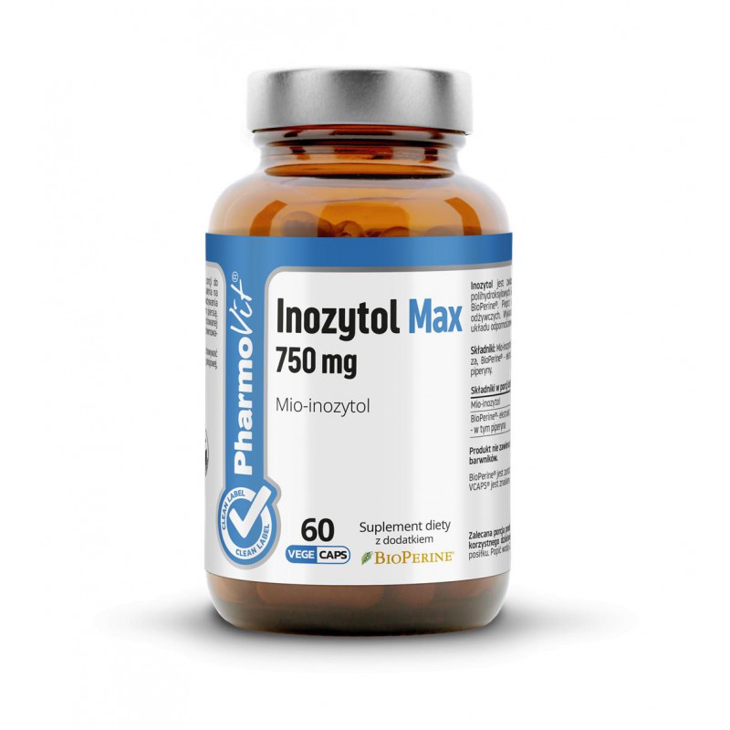 Inozytol Max 750 mg Mio-inozytol 60 kaps Vcaps® | Clean label Pharmovit