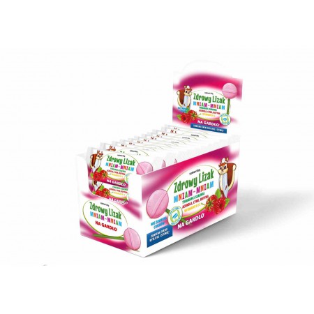 Zdrowy lizak Mniam-Mniam na gardło malina - Starpharma