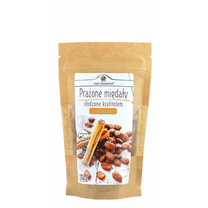 Prażone migdały z ksylitolem i cynamonem 100 g - Pięć Przemian