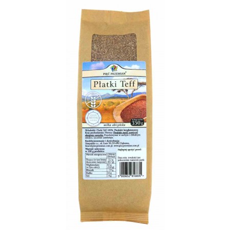 Płatki teff  brązowe bezglutenowe 350 g - Pięć Przemian