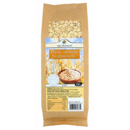 Płatki owsiane bezglutenowe jumbo 500 g - Pięć Przemian