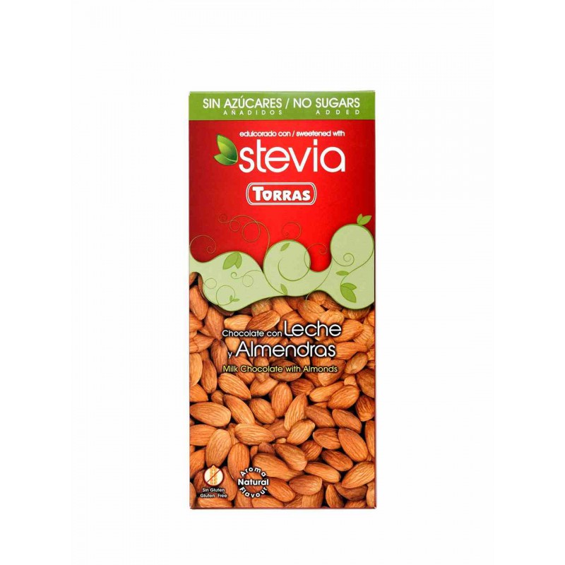 Czekolada mleczna z migdałami ze stewią 125 g -  Torras