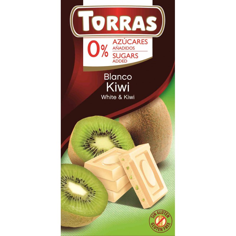 Czekolada biała z kiwi bez dodatku cukru 75 g - Torras