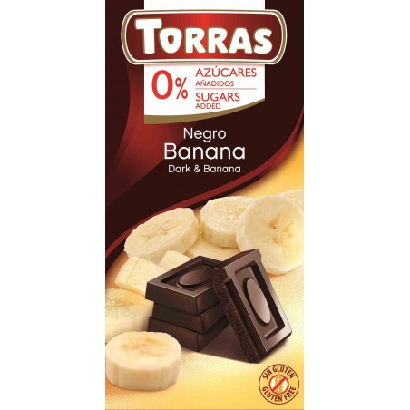 Czekolada gorzka z bananami bez dodatku cukru 75 g -  Torras