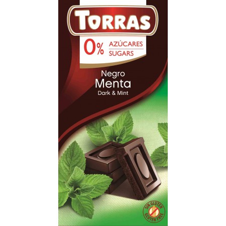 Czekolada gorzka z miętą bez dodatku cukru 75 g - Torras