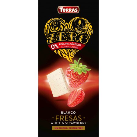 Czekolada biała z truskawkami bez dodatku cukru ZERO 125 g - Torras
