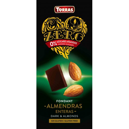 Czekolada gorzka z migdałami bez dodatku cukru ZERO 150 g - Torras