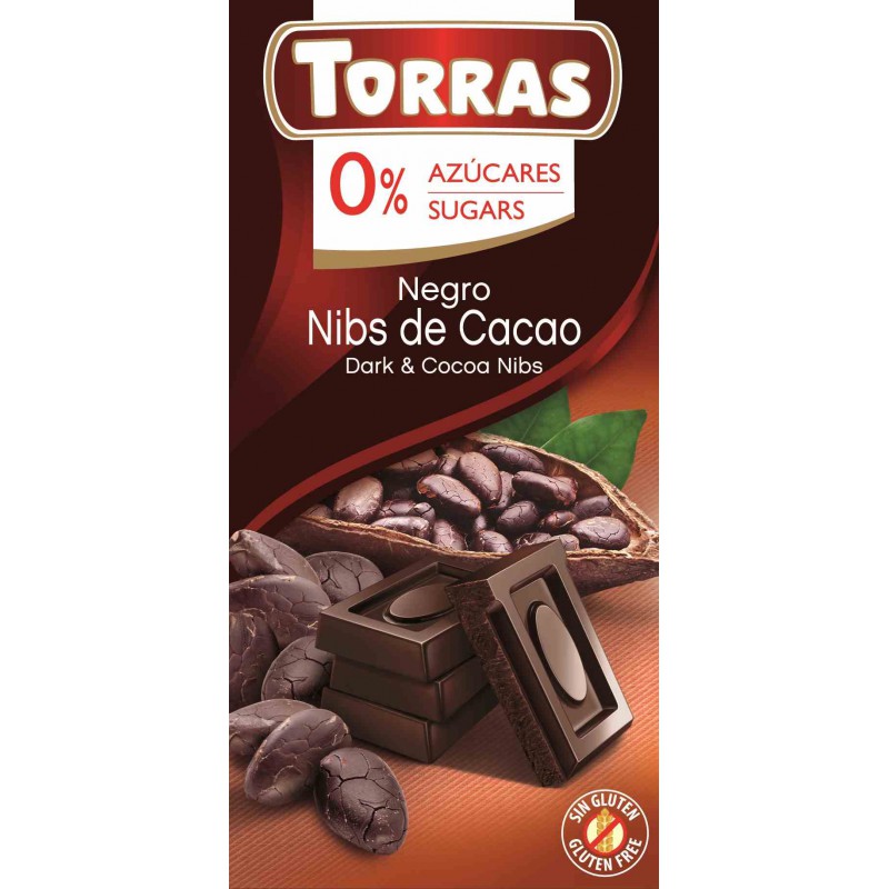 Czekolada gorzka z ziarnami kakao 75 g - Torras