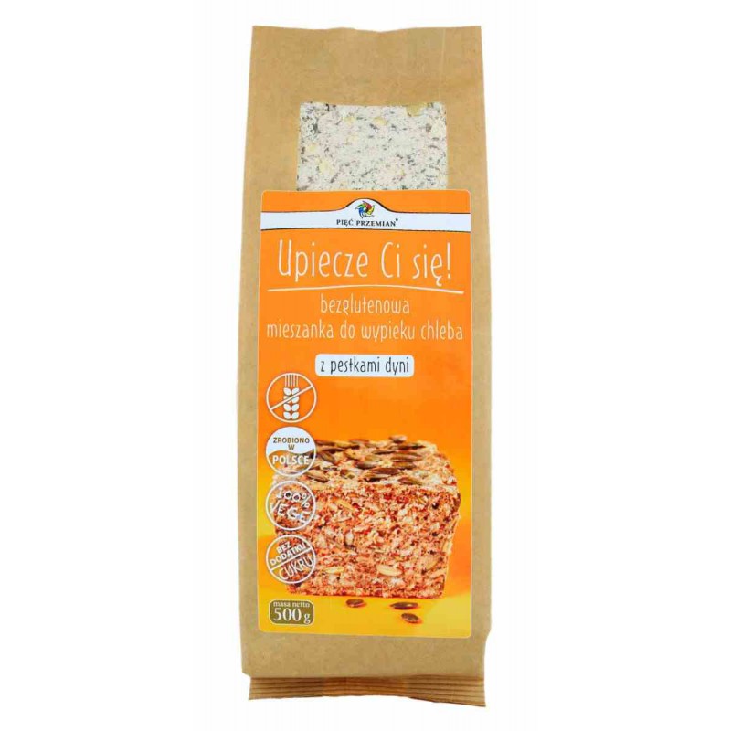 Mieszanka chleba bezglutenowego z pestkami dyni 500 g - Pięć Przemian