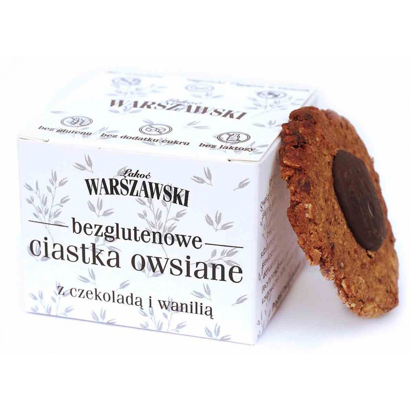Ciastka owsiane bezglutenowe z czekoladą 150 g - Łakoć Warszawski - Baton Warszawski