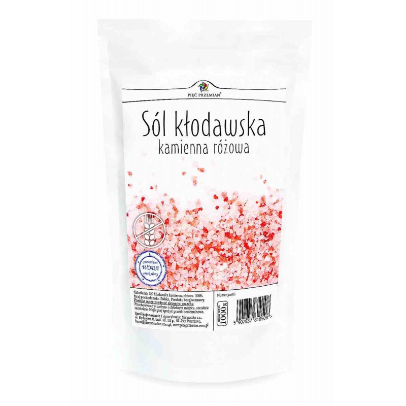 Sól kłodawska kamienna różowa 1000 g - Pięć Przemian