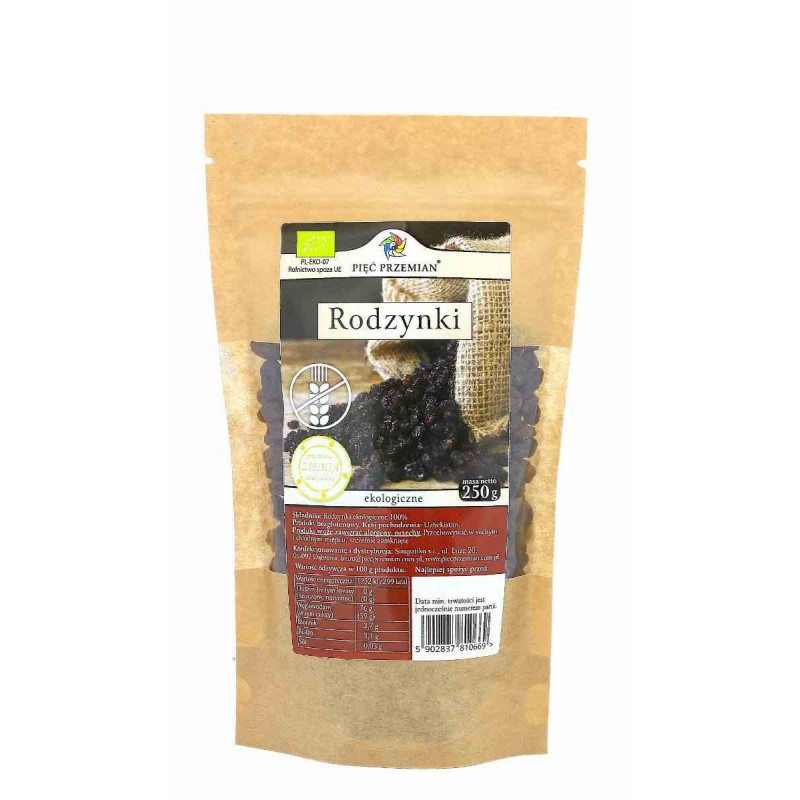 Rodzynki bezglutenowe BIO 250 g - Pięć Przemian