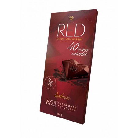 Czekolada gorzka o zmniejszonej wartości energetycznej (-40%) 100 g - RED Delight