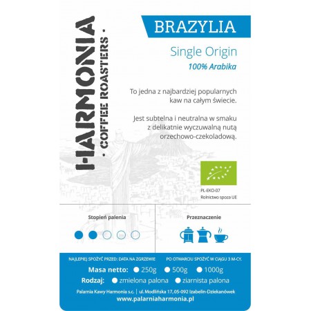 Kawa BIO mielona S. Origin Brazylia (Santos) 100% Arabika 250 g - Harmonia Palarnia Kawy