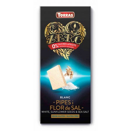 Czekolada biała ze słonecznikiem i solą morską ZERO 125 g - Torras
