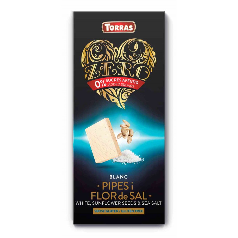 Czekolada biała ze słonecznikiem i solą morską ZERO 125 g - Torras