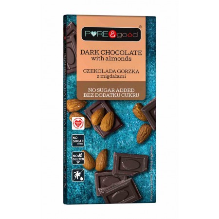 Czekolada gorzka z migdałami bez dodatku cukru 75 g - Pure&Good