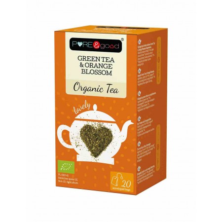 Herbata ekologiczna Green Tea & Orange Blossom 36 g - Pure&good