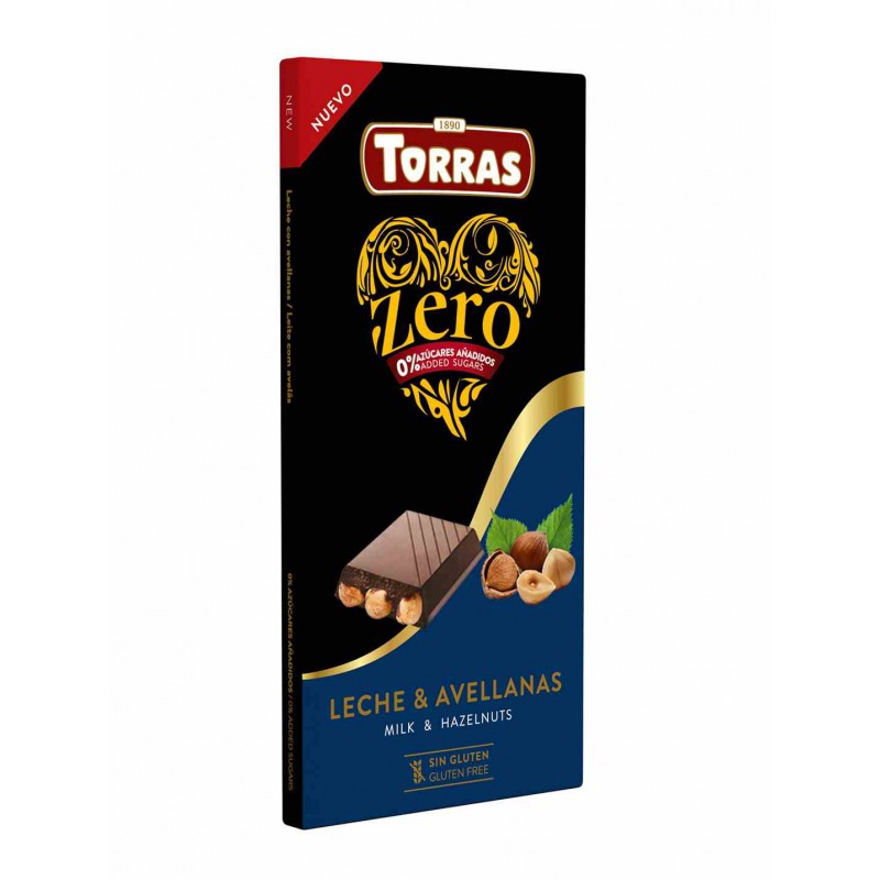 Czekolada mleczna z orzechami laskowymi bez dodatku cukru ZERO 150 g - Torras