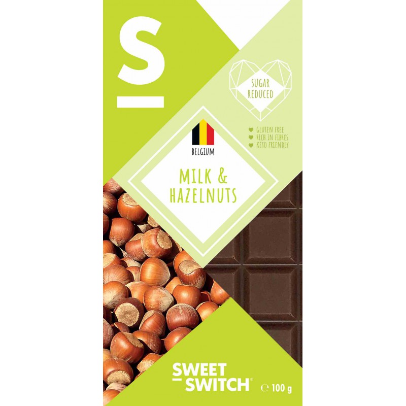 Czekol. mleczna z orzechami lask. 100 g - Sweet Switch