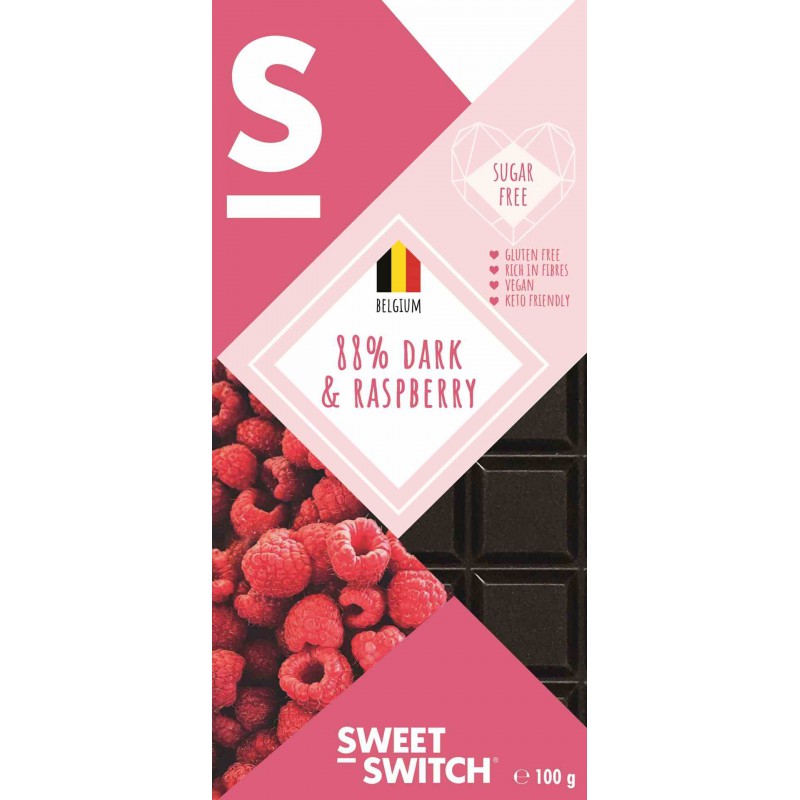 Czekol. gorzka 88% z malinami 100 g - Sweet Switch