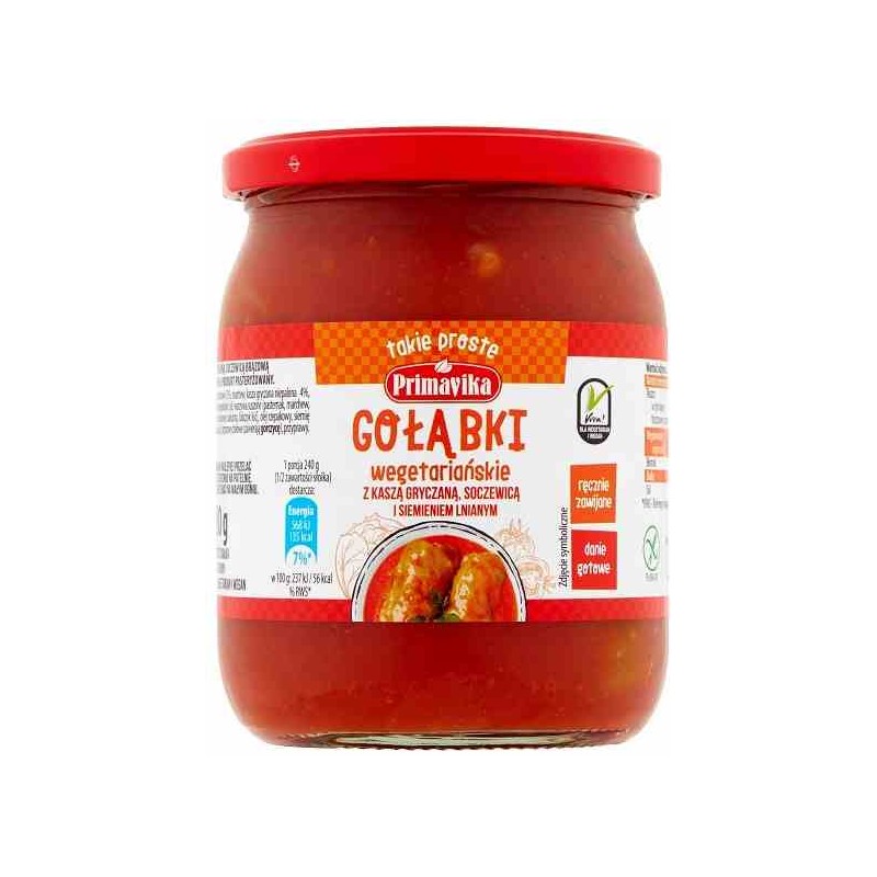 Gołąbki wegetariańskie z kaszą gryczaną,soczewicą i siemieniem lnianym BEZGL 480 g