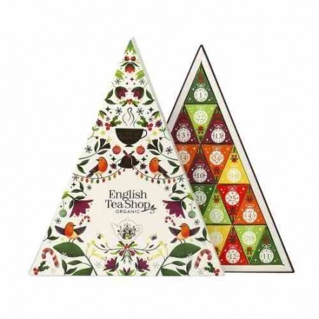 Zestaw herbatek Kalendarz Adwentowy trójkątny biały 25 piramidek  BIO 50g