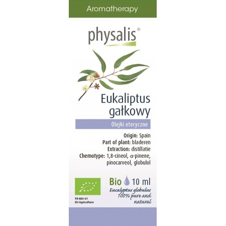 OLEJEK ETERYCZNY EUKALIPTUS GAŁKOWY (EUCALYPTUS GLOBULUS) BIO 10 ml - PHYSALIS