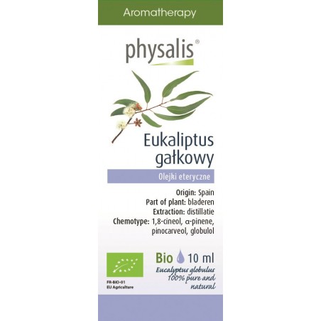 OLEJEK ETERYCZNY EUKALIPTUS GAŁKOWY (EUCALYPTUS GLOBULUS) BIO 10 ml - PHYSALIS