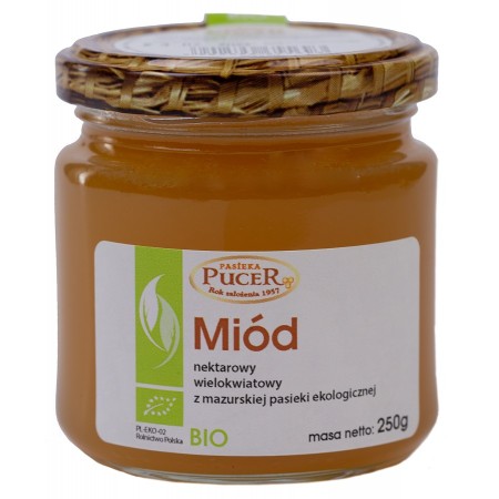 MIÓD NEKTAROWY WIELOKWIATOWY BIO 250 g - PASIEKA PUCER