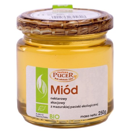 MIÓD NEKTAROWY AKACJOWY BIO 250 g - PASIEKA PUCER