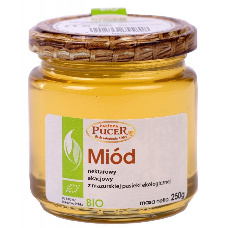 MIÓD NEKTAROWY AKACJOWY BIO 250 g - PASIEKA PUCER