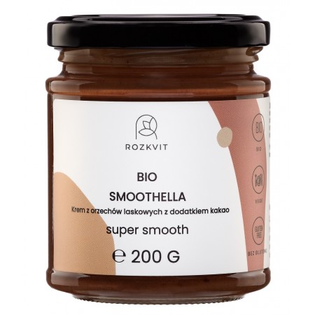 KREM ORZECHOWO - MLECZNY Z KAKAO (SMOOTHELLA) BEZGLUTENOWY BIO 200 g - ROZKVIT