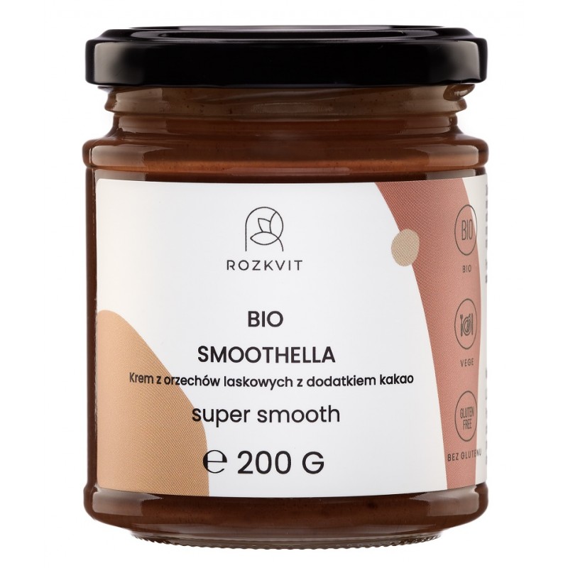 KREM ORZECHOWO - MLECZNY Z KAKAO (SMOOTHELLA) BEZGLUTENOWY BIO 200 g - ROZKVIT