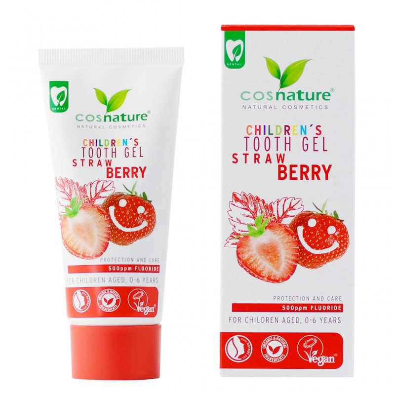 PASTA DO ZĘBÓW DLA DZIECI Z FLUOREM TRUSKAWKOWA ECO 60 ml - COSNATURE