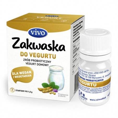 ŻYWE KULTURY BAKTERII DO VEGURTU "ZAKWASKA" BEZGLUTENOWE 1 g (2 FIOLKI) - VIVO