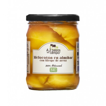 BRZOSKWINIE W SYROPIE RYŻOWYM BEZGLUTENOWE BIO 500 g (320 g) (SŁOIK) - A2 PASOS DEL CAMPO