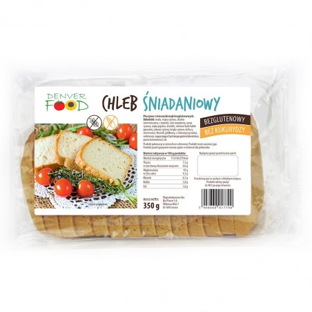 CHLEB ŚNIADANIOWY BEZGLUTENOWY 350 g - DENVER FOOD