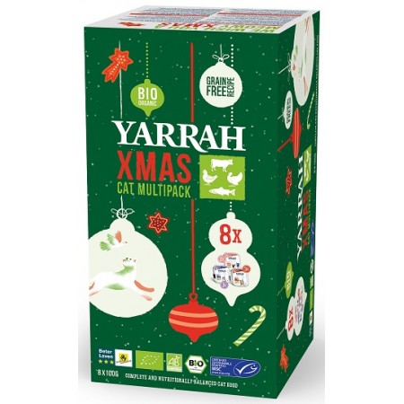 ŚWIĄTECZNY MULTIPACK DLA KOTA PASZTET BIO (8 x100 g) 800 g - YARRAH (PRODUKT SEZONOWY)