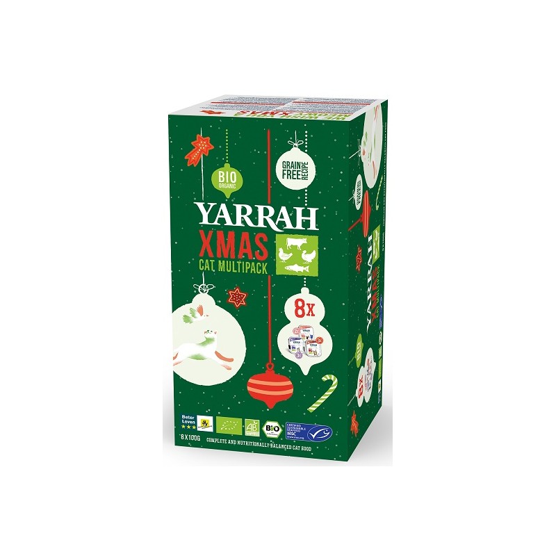 ŚWIĄTECZNY MULTIPACK DLA KOTA PASZTET BIO (8 x100 g) 800 g - YARRAH (PRODUKT SEZONOWY)