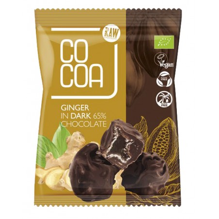 IMBIR KANDYZOWANY W CIEMNEJ CZEKOLADZIE 65 % BIO 70 g - COCOA