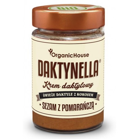 KREM KOKOSOWO - DAKTYLOWY Z SEZAMEM I POMARAŃCZĄ BEZGLUTENOWY BIO 190 g - ORGANIC HOUSE (DAKTYNELLA)