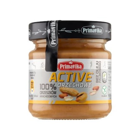 PASTA Z PRAŻONYCH ORZESZKÓW ZIEMNYCH ACTIVE BEZGLUTENOWA 185 g - PRIMAVIKA