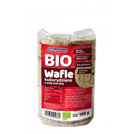 WAFLE KUKURYDZIANE PEŁNOZIARNISTE Z SOLĄ MORSKĄ BIO 100 g - NATURAVENA