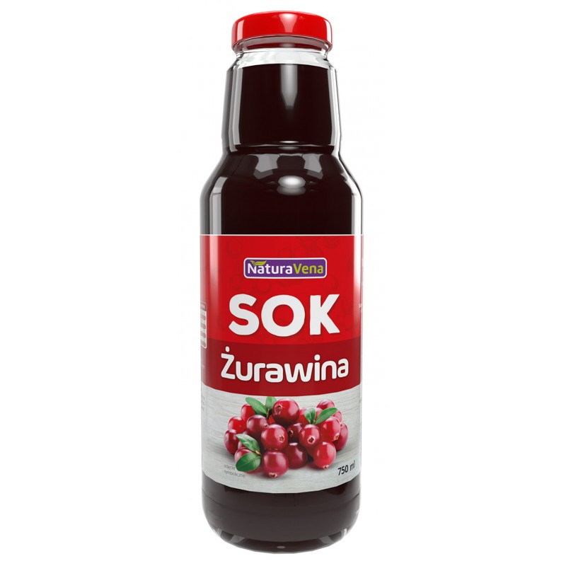 SOK Z ŻURAWINY 100 % 750 ml - NATURAVENA