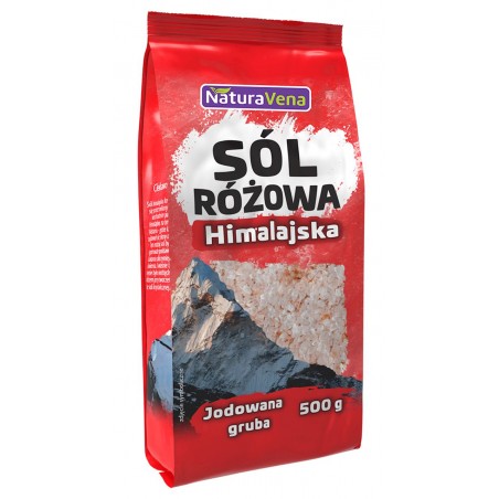 SÓL HIMALAJSKA RÓŻOWA GRUBO MIELONA JODOWANA 500 g - NATURAVENA